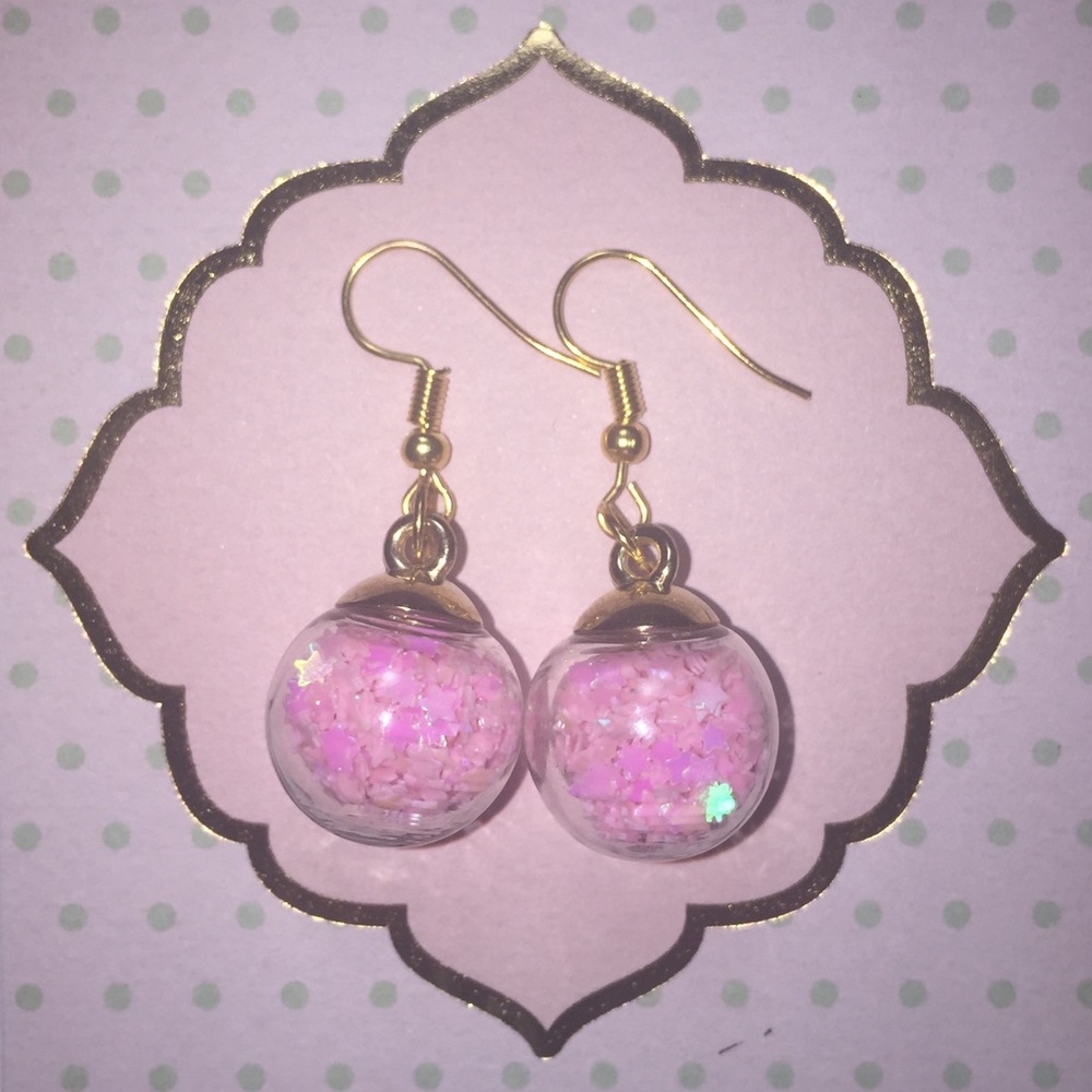 Confetti filled Gold Earrings.